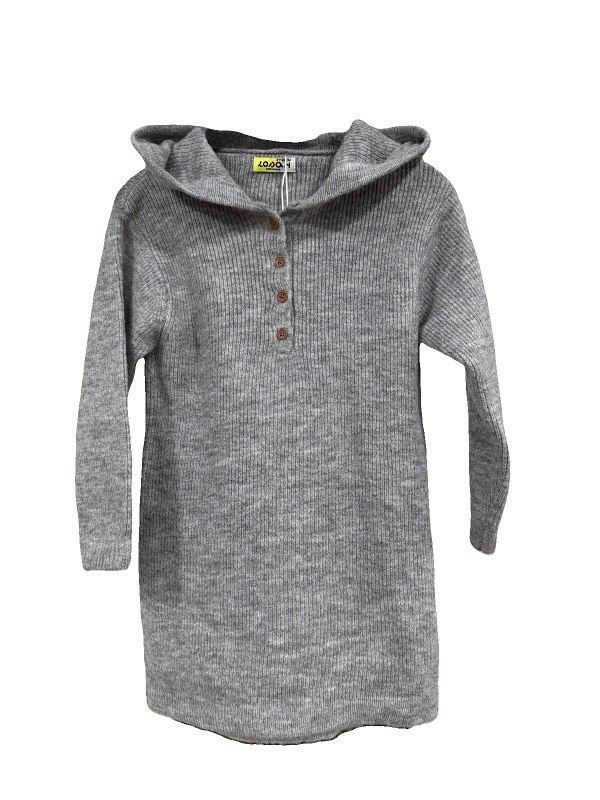 Stricktunika von Losan mit Kapuze, grey melange, mit Knopfleiste, 23028